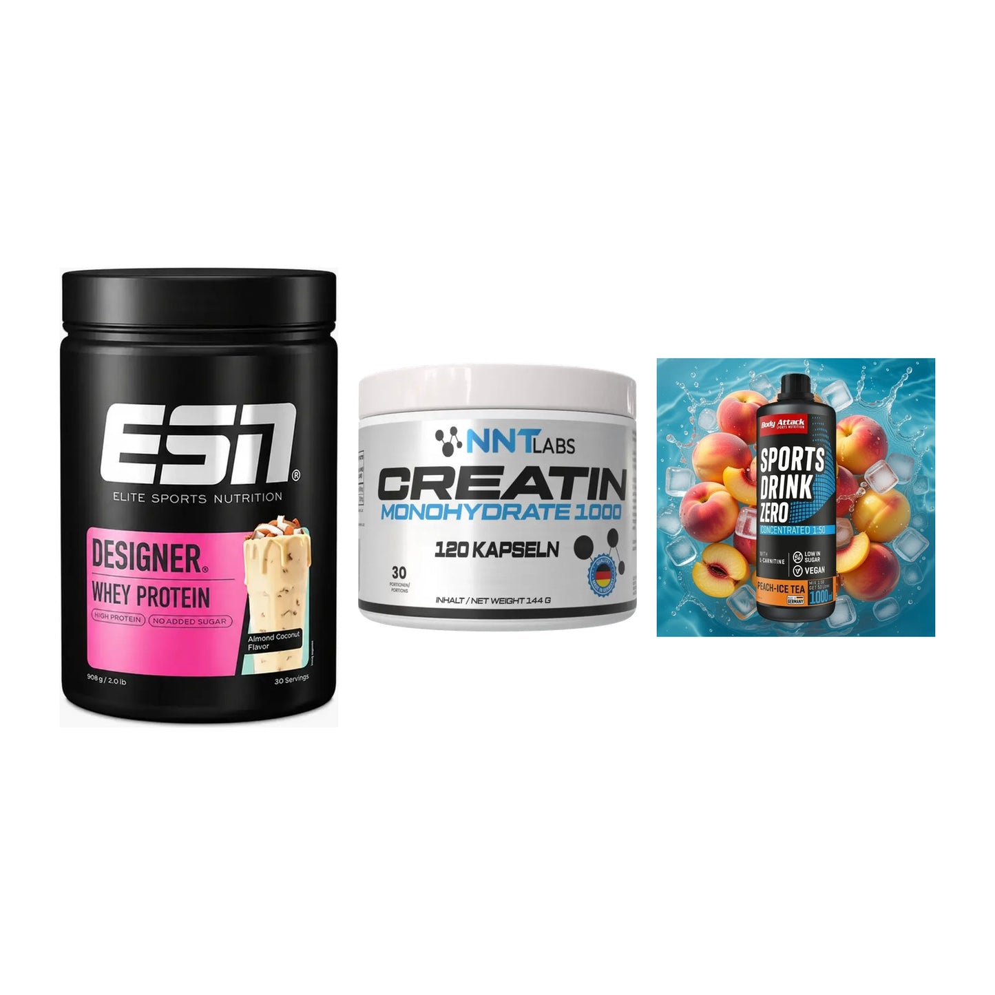 Einsteiger-Set: ESN Designer + NNT Creatin 1000 + Body Attack – alle enthaltenen Artikel