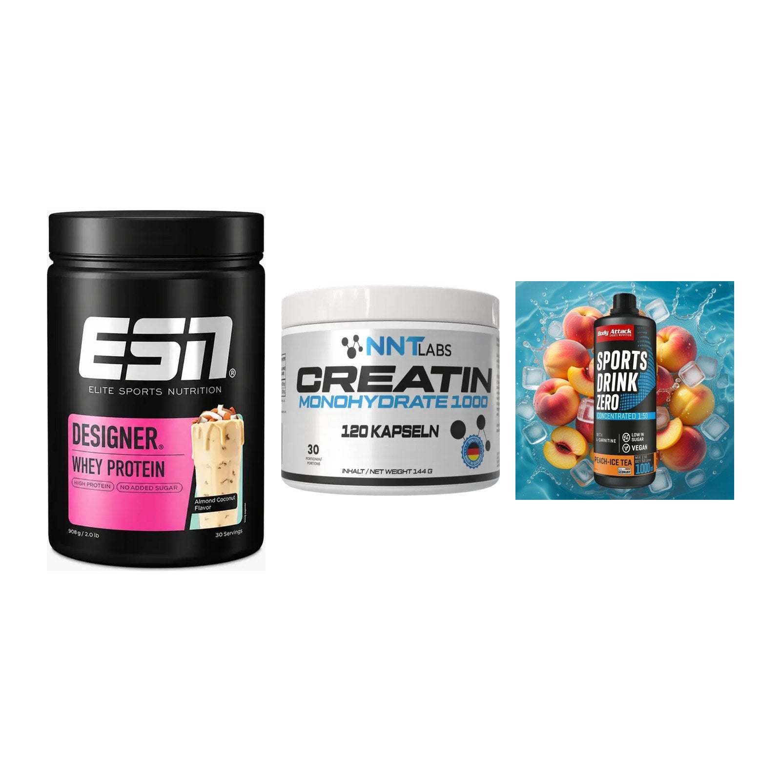 Einsteiger-Set: ESN Designer + NNT Creatin 1000 + Body Attack – alle enthaltenen Artikel