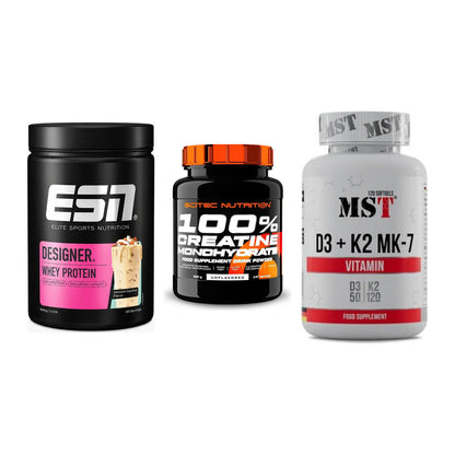 Einsteiger-Set: ESN Designer + Scitec Creatine + MST Vitamin D3 – alle enthaltenen Artikel