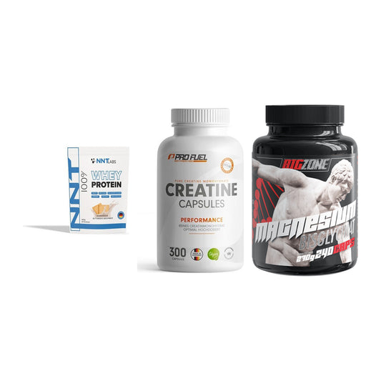 Einsteiger-Set: NNT Whey + ProFuel Creatine + Big Zone Magnesi – alle enthaltenen Artikel