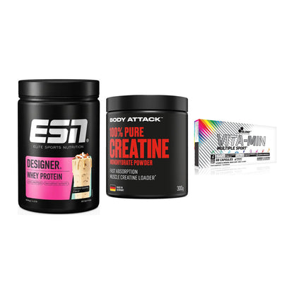 Einsteiger-Set: ESN Designer + Body Attack 100% + Olimp Vita-Min – alle enthaltenen Artikel