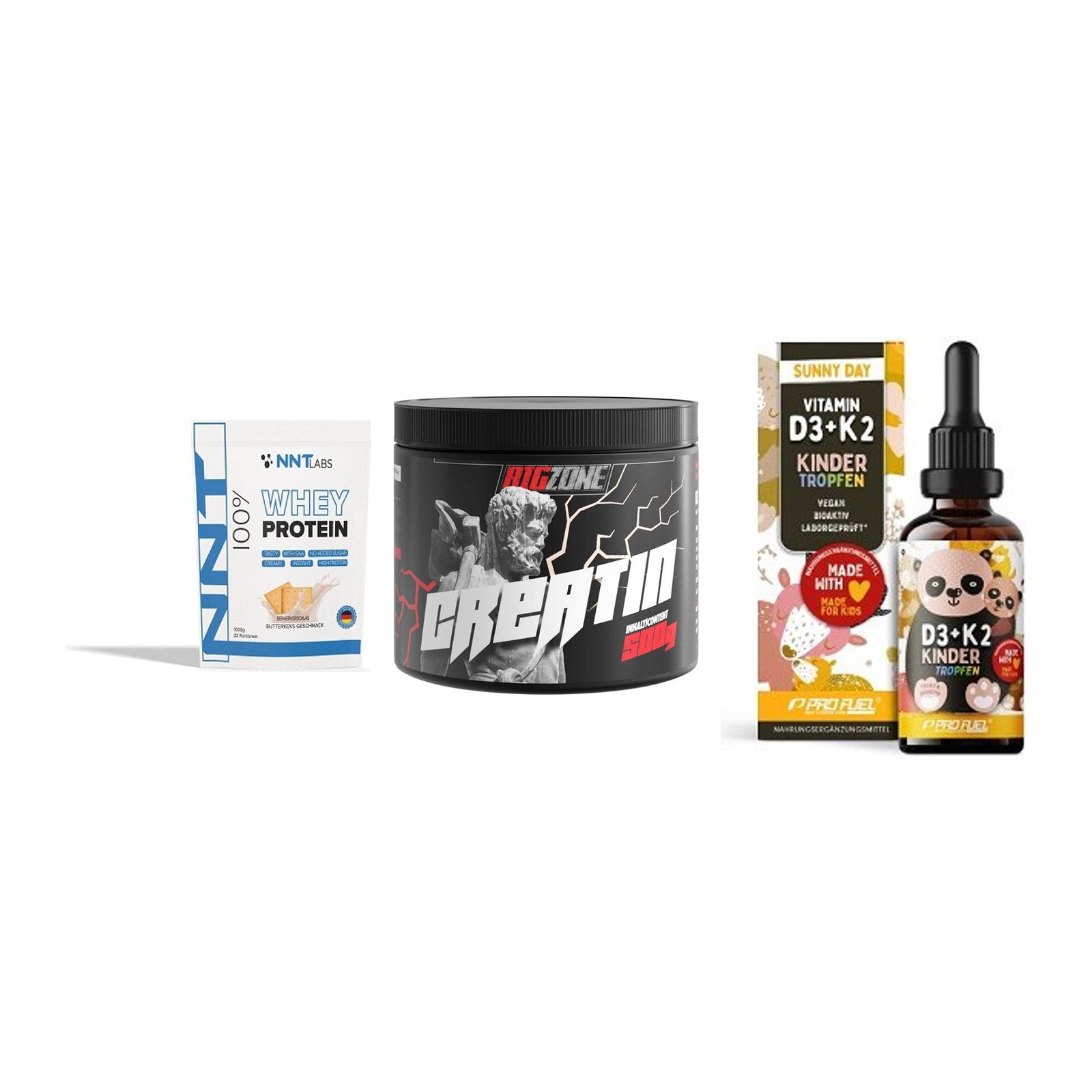 Einsteiger-Set: NNT Whey + Big Zone Creatin + ProFuel VITAMIN – alle enthaltenen Artikel