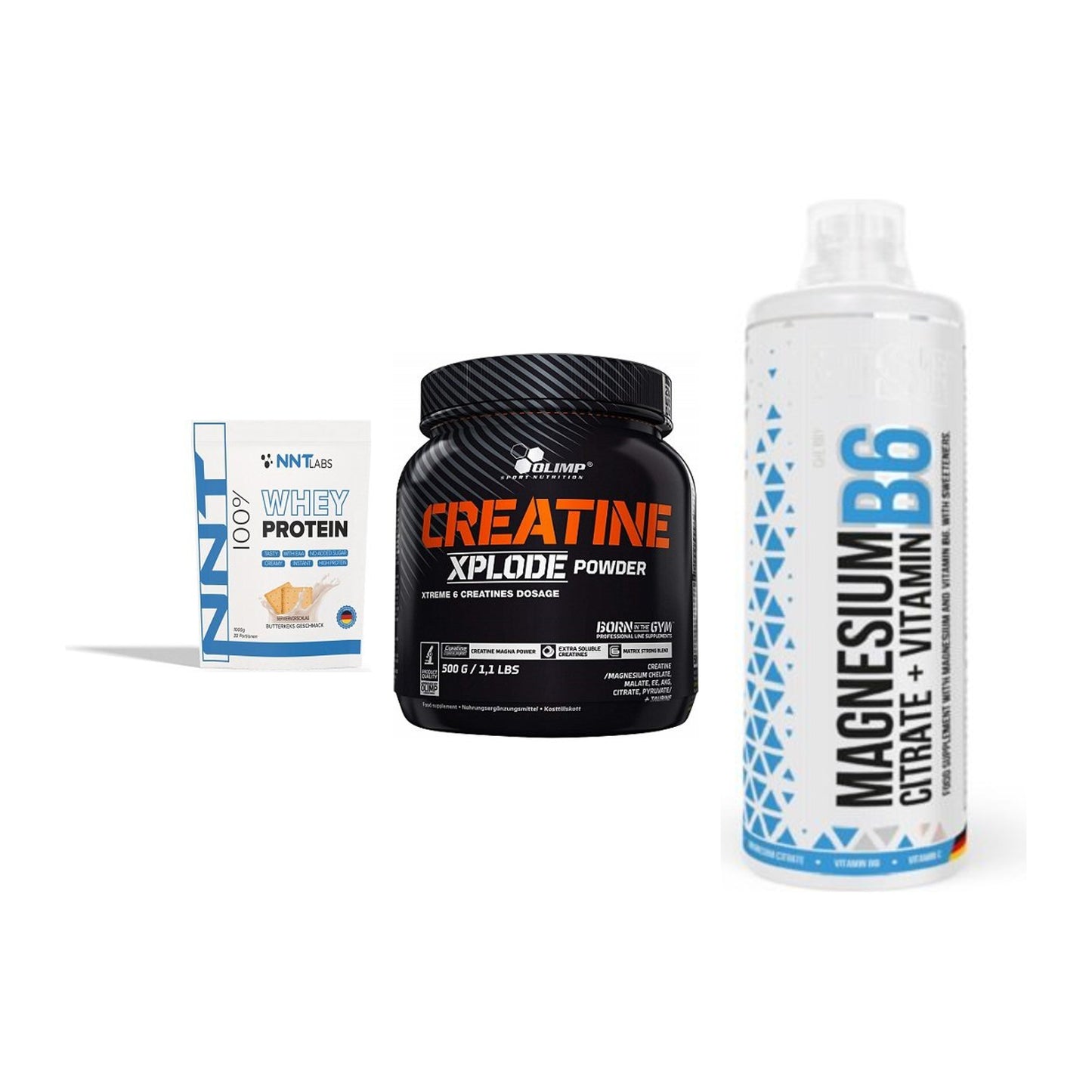 Einsteiger-Set: NNT Whey + Olimp Creatine + MST Magnesium B6 – alle enthaltenen Artikel