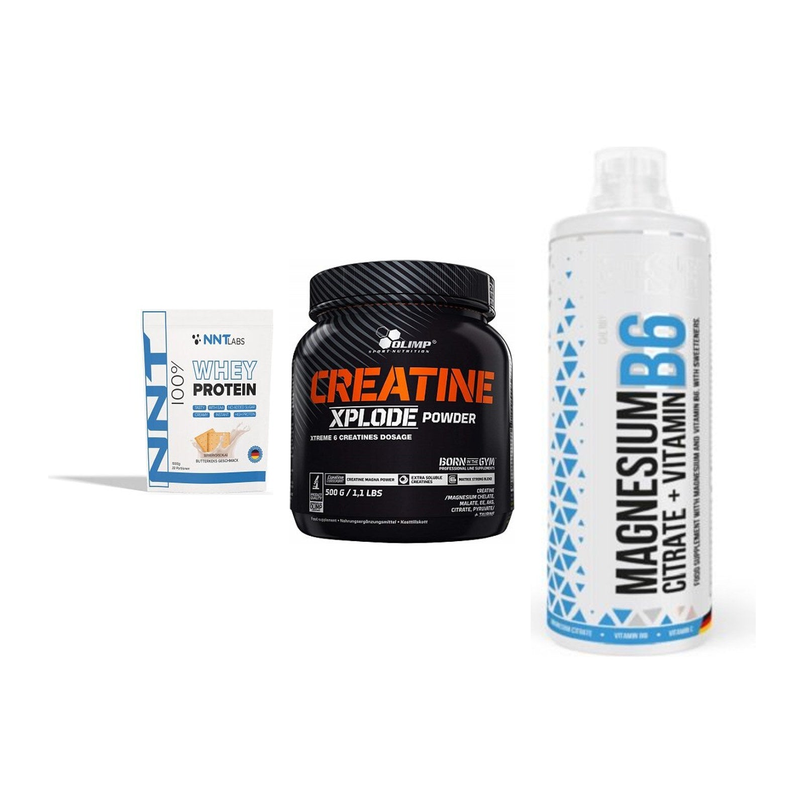 Einsteiger-Set: NNT Whey + Olimp Creatine + MST Magnesium B6 – alle enthaltenen Artikel
