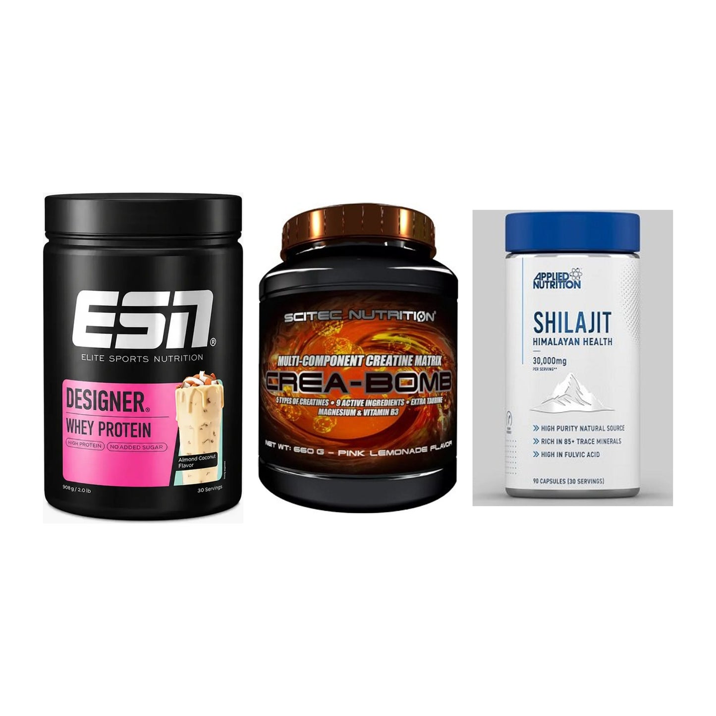Einsteiger-Set: ESN Designer + Scitec Crea-Bomb + Applied Nutritio – alle enthaltenen Artikel