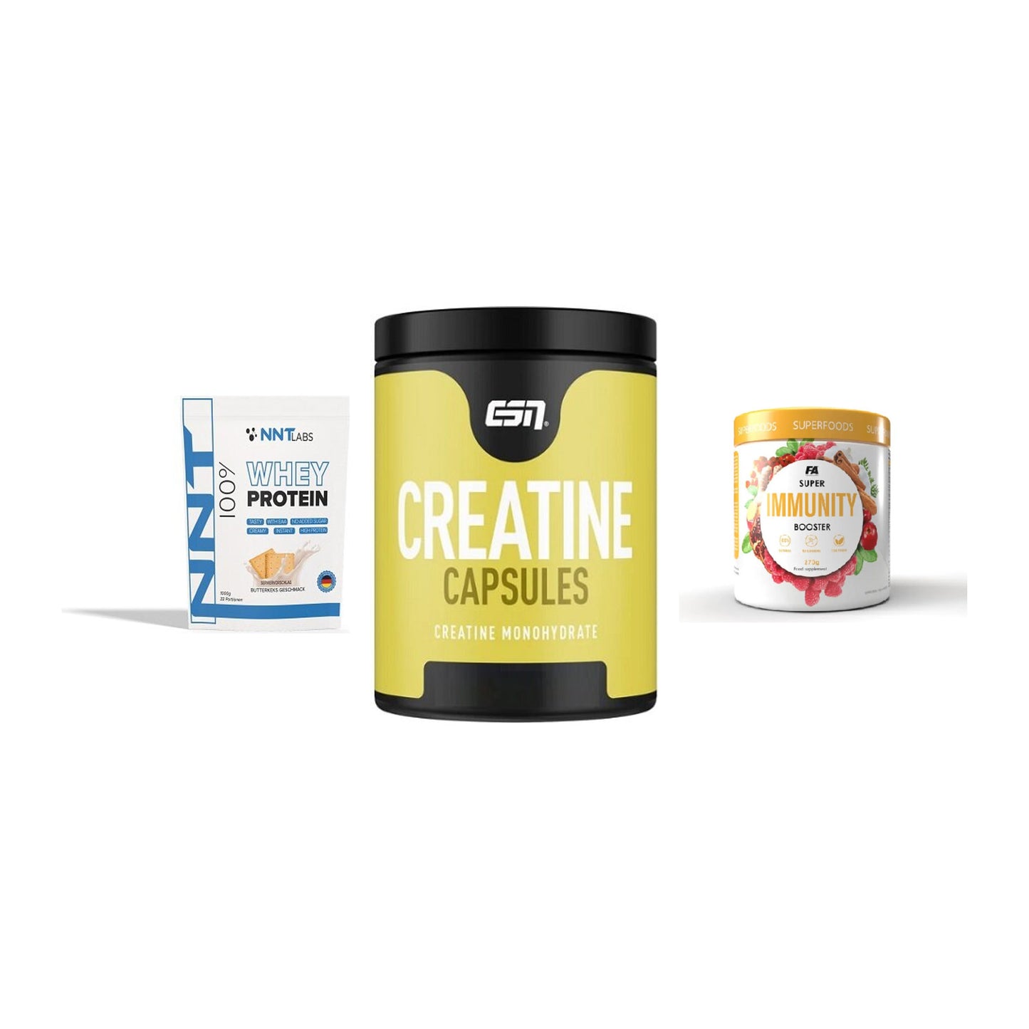 Einsteiger-Set: NNT Whey + ESN Ultrapure + FA Nutrition – alle enthaltenen Artikel