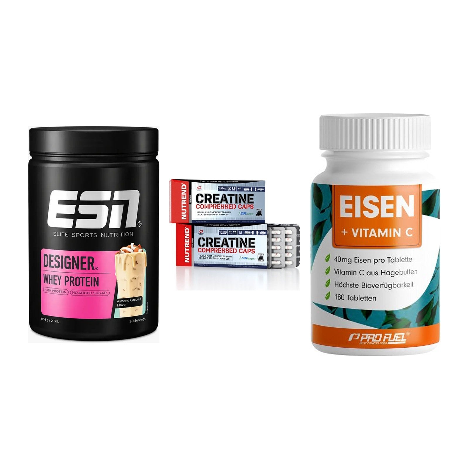 Einsteiger-Set: ESN Designer + Nutrend Creatine + ProFuel EISEN – alle enthaltenen Artikel