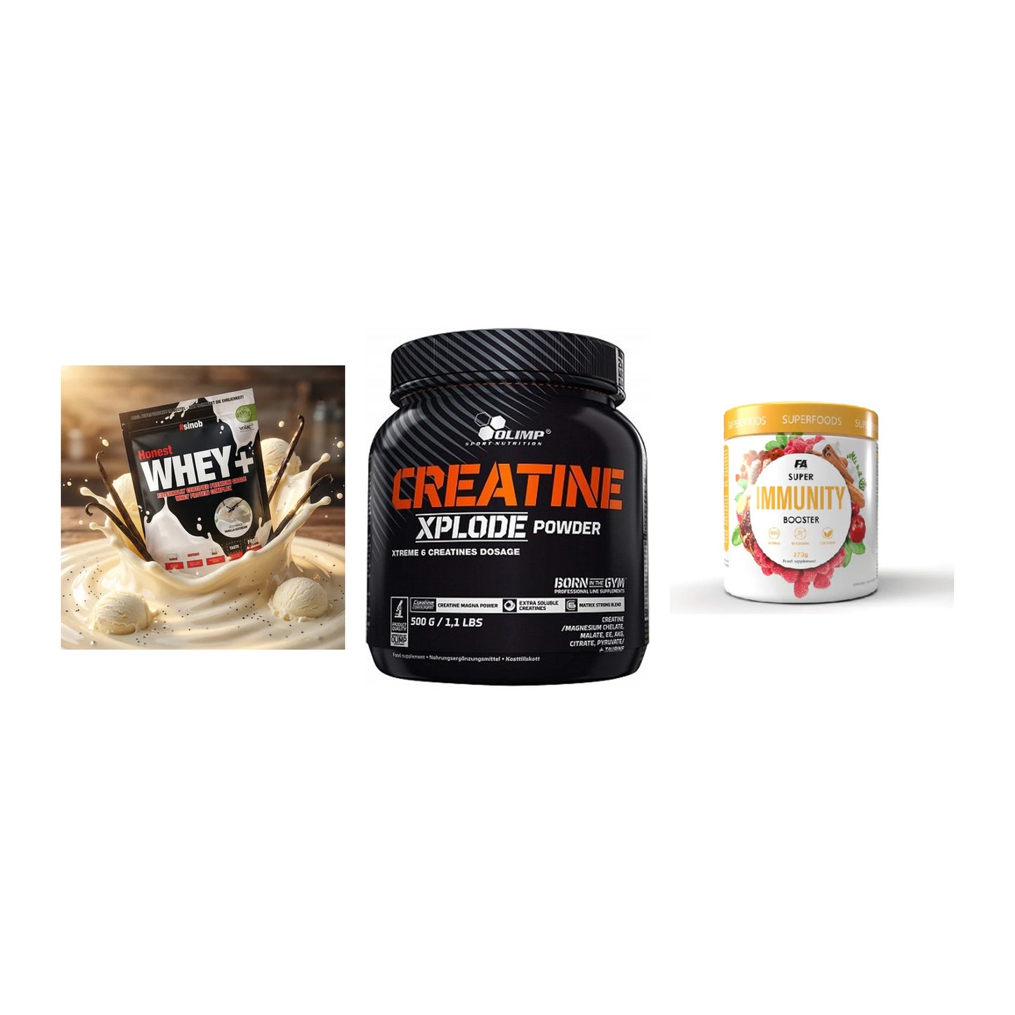 Einsteiger-Set: Sinob Honest + Olimp Creatine + FA Nutrition – alle enthaltenen Artikel