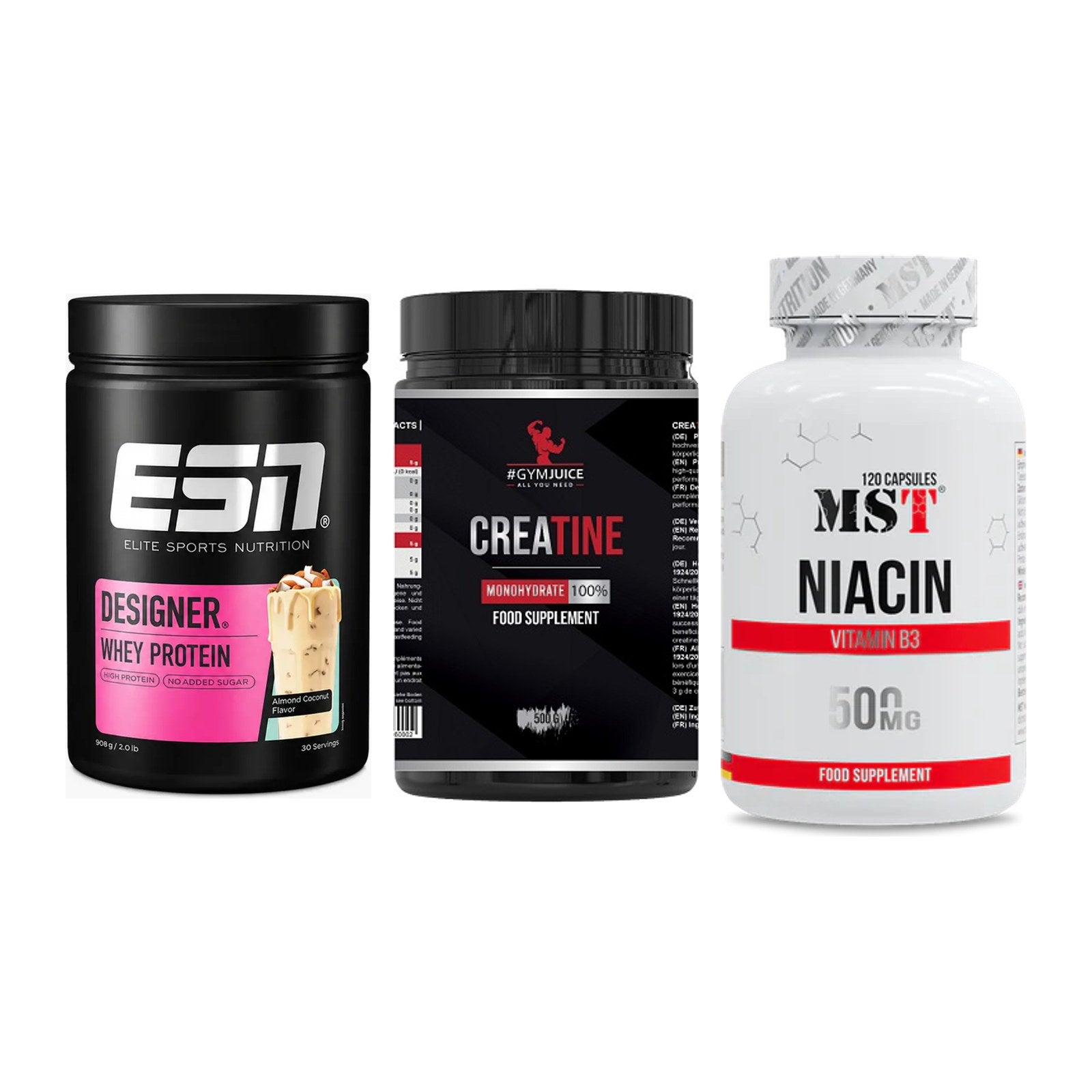 Einsteiger-Set: ESN Designer + #GYMJUICE + MST Niacin – alle enthaltenen Artikel