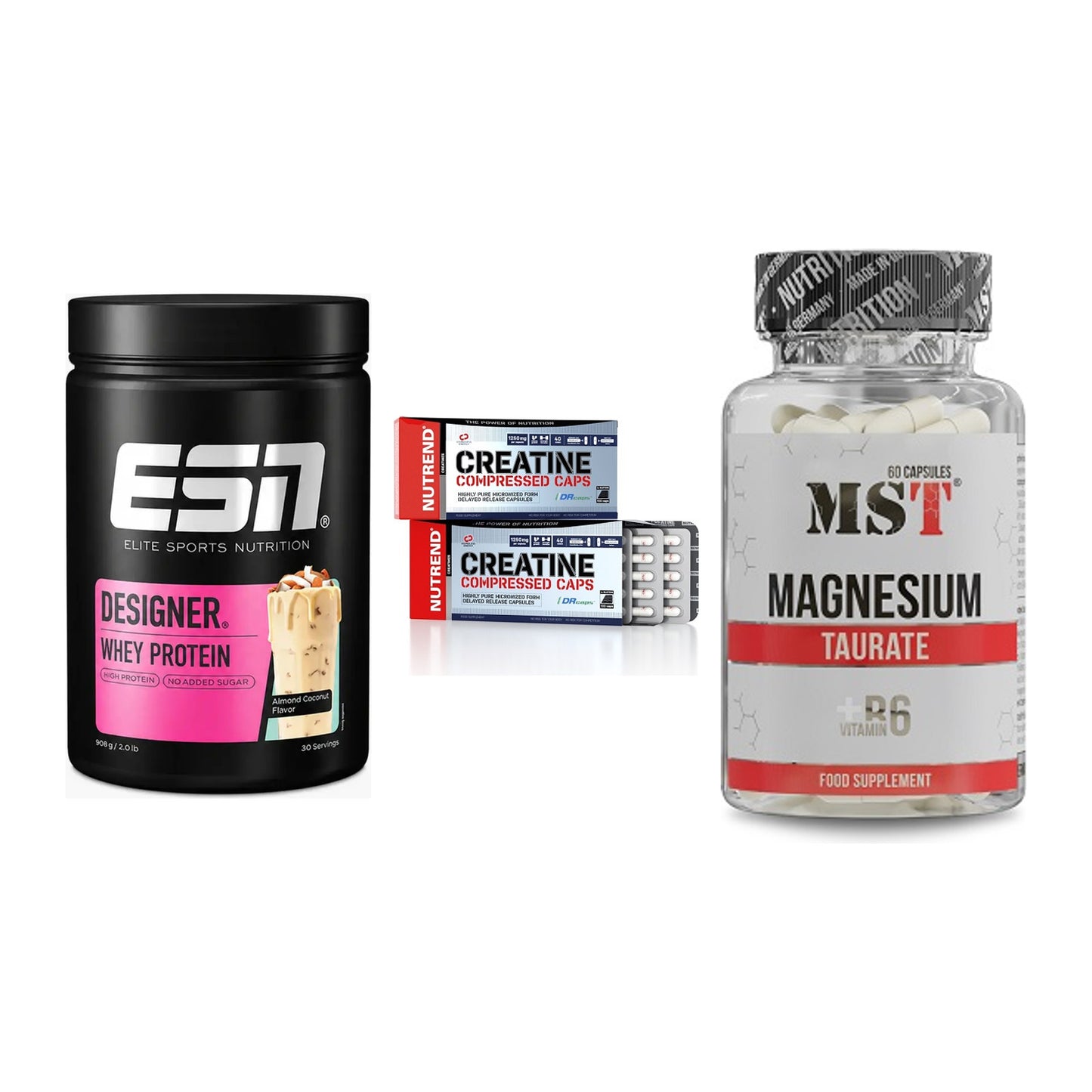 Einsteiger-Set: ESN Designer + Nutrend Creatine + MST Magnesium – alle enthaltenen Artikel