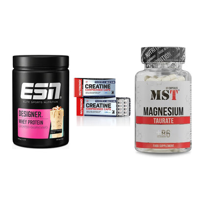 Einsteiger-Set: ESN Designer + Nutrend Creatine + MST Magnesium – alle enthaltenen Artikel