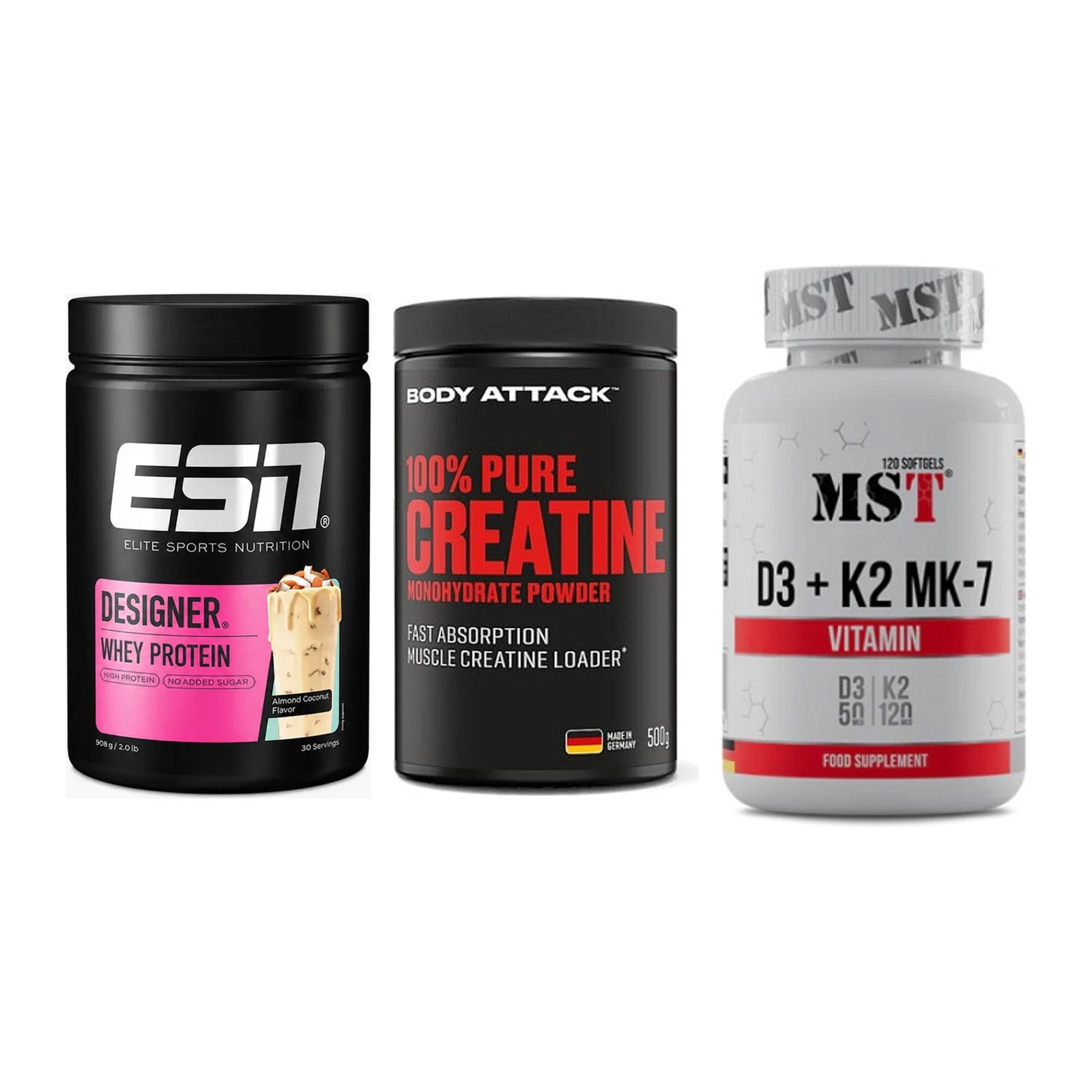 Einsteiger-Set: ESN Designer + Body Attack 100% + MST Vitamin D3 – alle enthaltenen Artikel