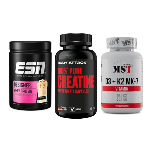 Einsteiger-Set: ESN Designer + Body Attack 100% + MST Vitamin D3 – alle enthaltenen Artikel