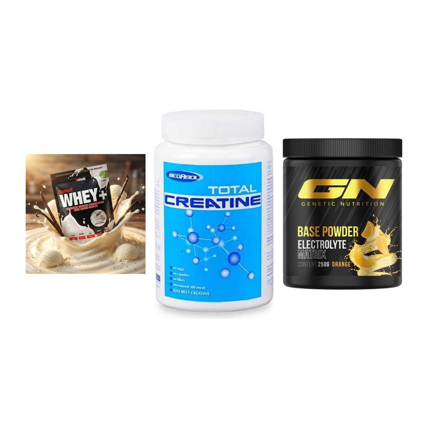 Einsteiger-Set: Sinob Honest + Megabol Total + GN Base Powder – alle enthaltenen Artikel