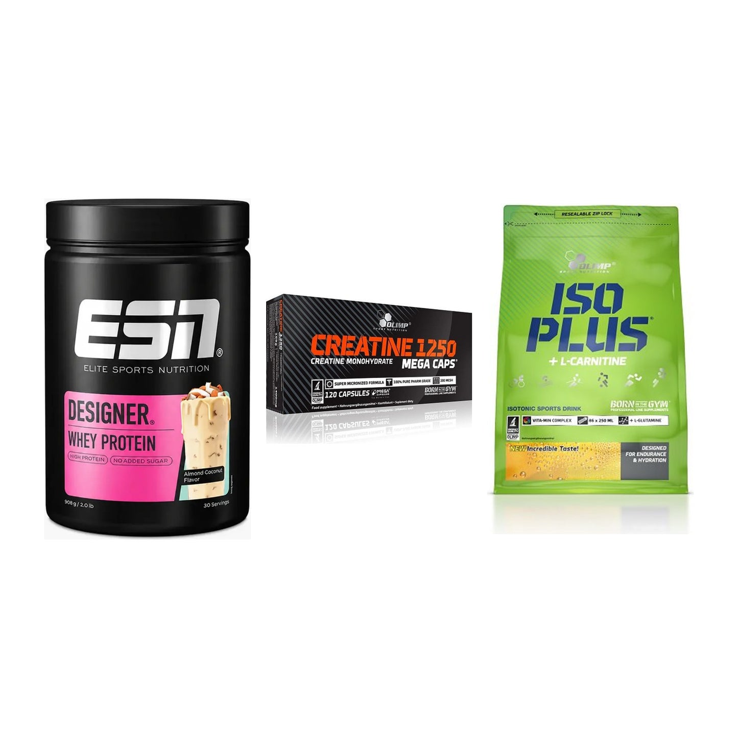 Einsteiger-Set: ESN Designer + Olimp Creatine + Olimp Iso Plus – alle enthaltenen Artikel