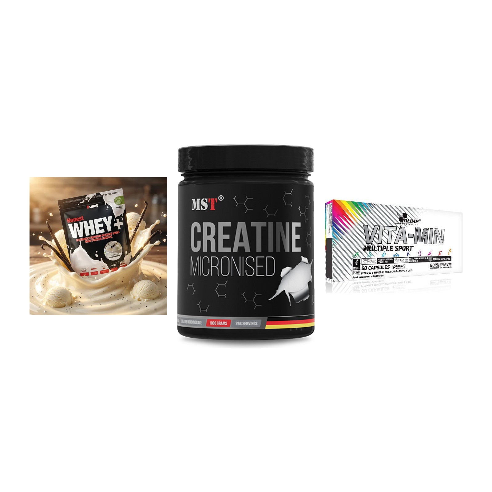 Einsteiger-Set: Sinob Honest + MST Creatin + Olimp Vita-Min – alle enthaltenen Artikel