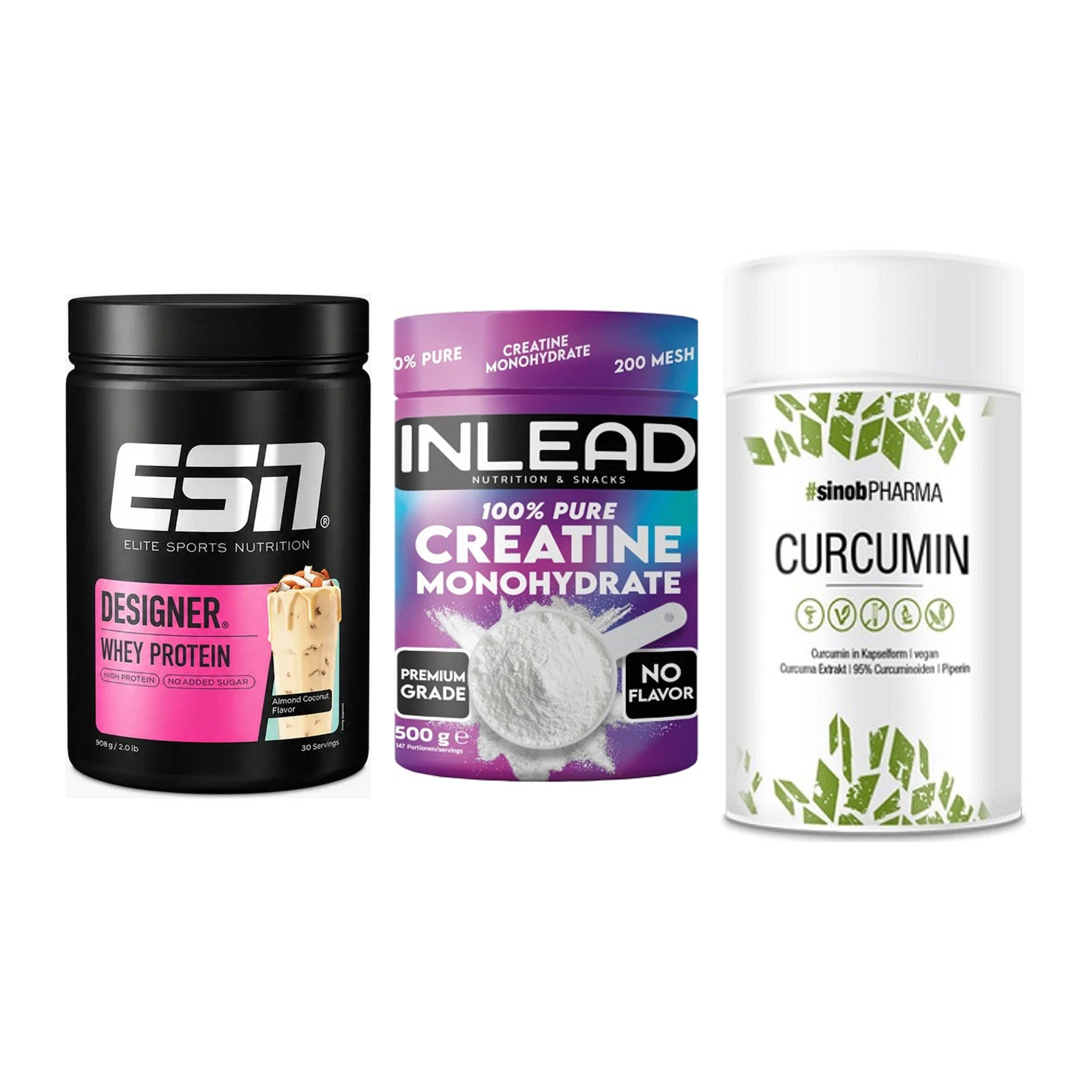 Einsteiger-Set: ESN Designer + INLEAD Creatine + Sinob Curcumin – alle enthaltenen Artikel