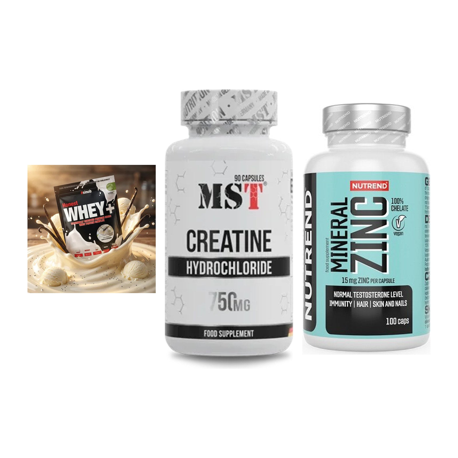Einsteiger-Set: Sinob Honest + MST Creatin HCL + Nutrend Zinc – alle enthaltenen Artikel