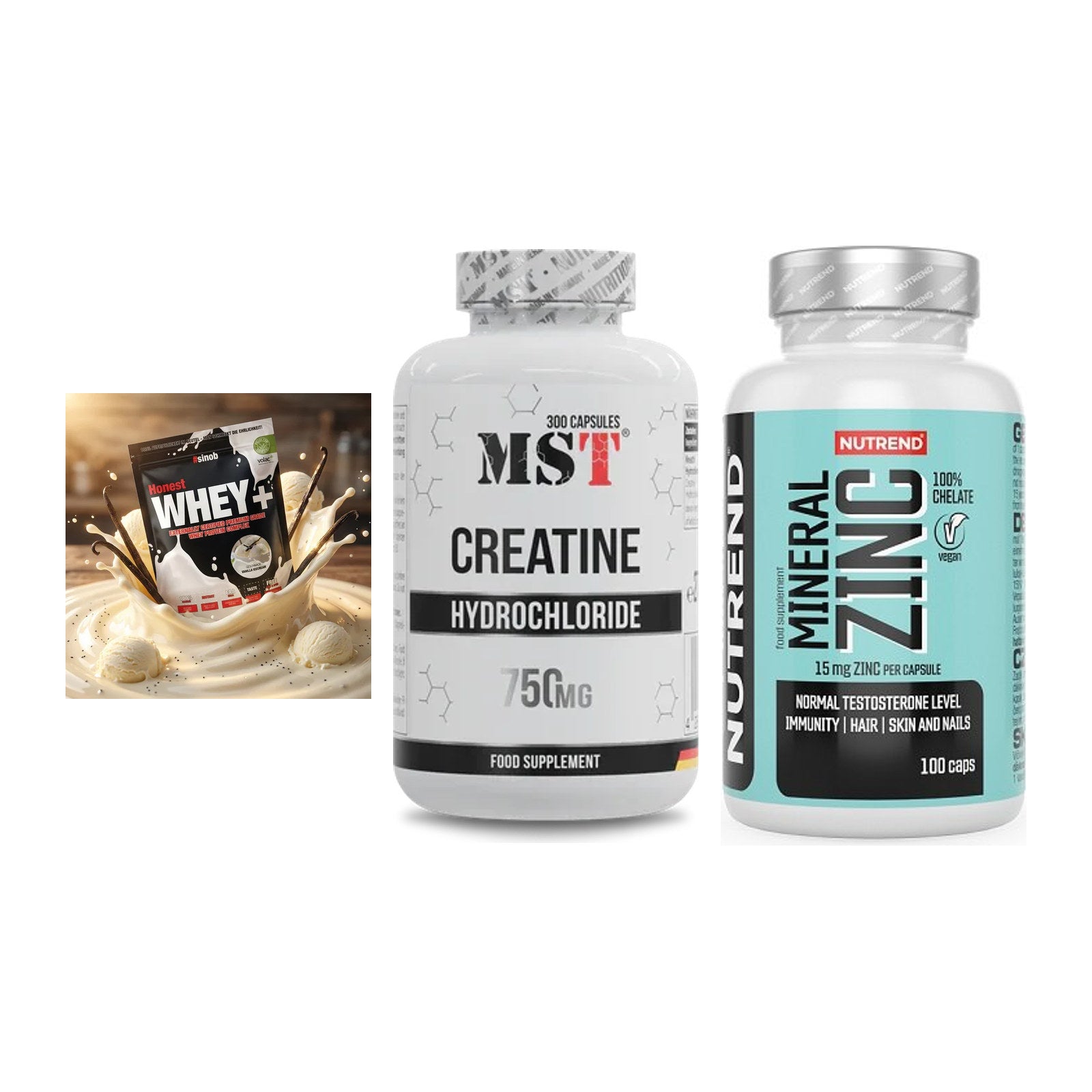 Einsteiger-Set: Sinob Honest + MST Creatine HCL + Nutrend Zinc – alle enthaltenen Artikel
