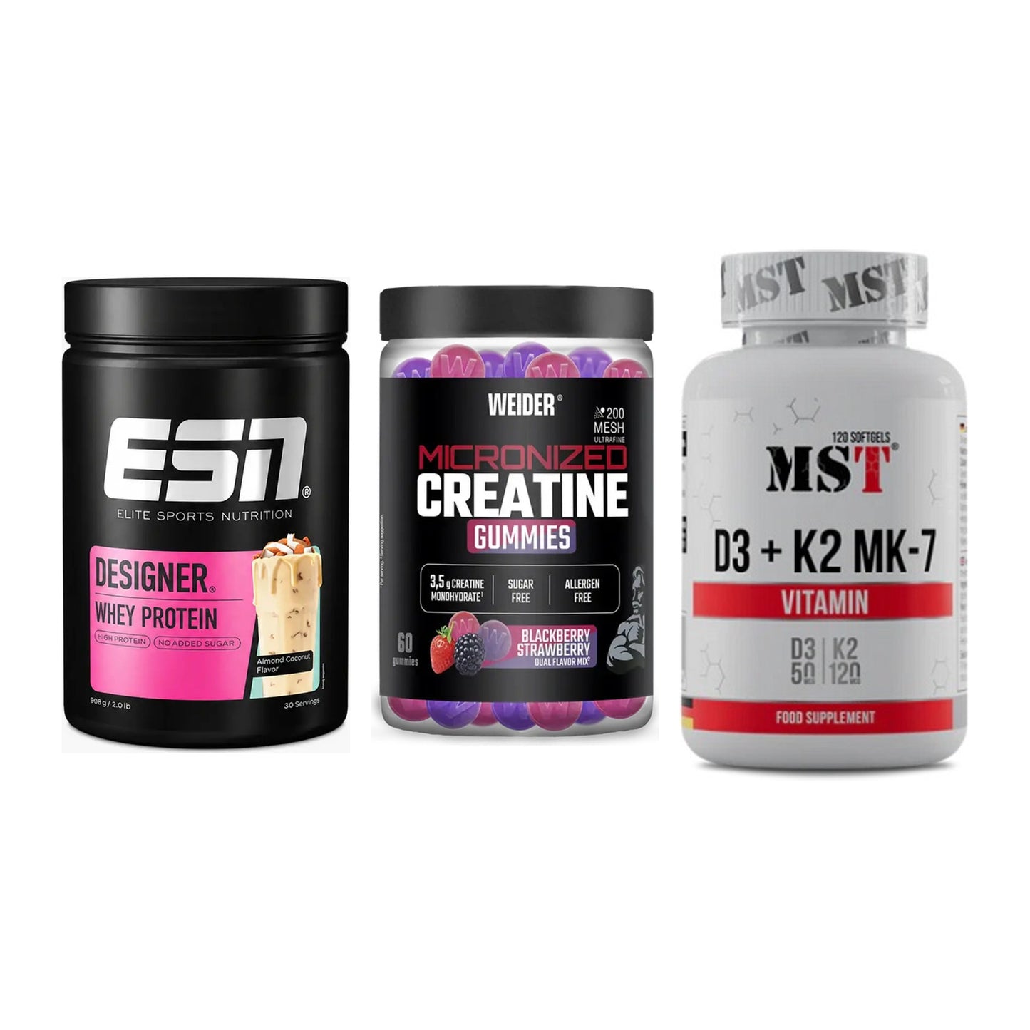 Einsteiger-Set: ESN Designer + Weider Micronize + MST Vitamin D3 – alle enthaltenen Artikel