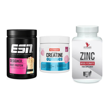 Einsteiger-Set: ESN Designer + Nutrend Creatine + #GYMJUICE ZINC – alle enthaltenen Artikel