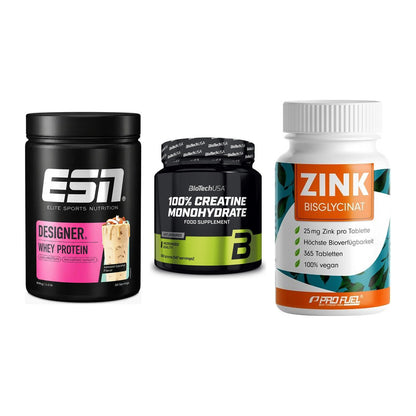 Einsteiger-Set: ESN Designer + BioTech Creatine + ProFuel Zink – alle enthaltenen Artikel