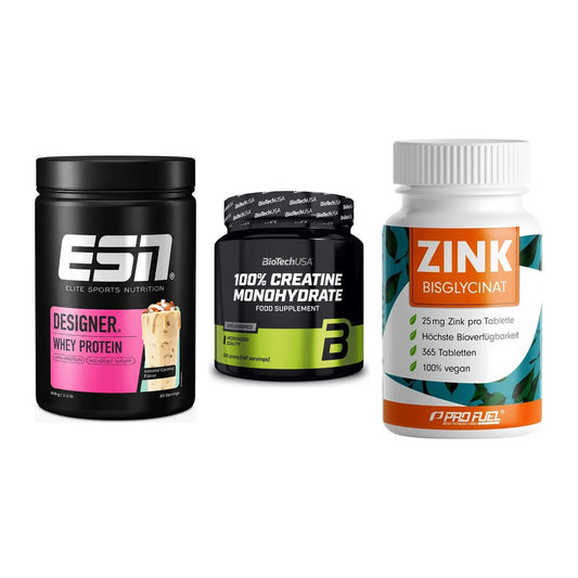 Einsteiger-Set: ESN Designer + BioTech Creatine + ProFuel Zink – alle enthaltenen Artikel