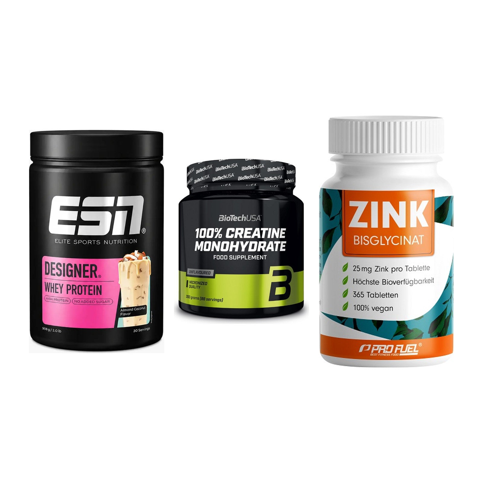 Einsteiger-Set: ESN Designer + BioTech Creatine + ProFuel Zink – alle enthaltenen Artikel