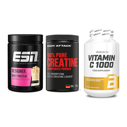 Einsteiger-Set: ESN Designer + Body Attack 100% + BioTech Vitamin – alle enthaltenen Artikel