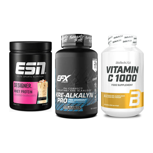 Einsteiger-Set: ESN Designer + EFX Kre-Alkalyn + BioTech Vitamin – alle enthaltenen Artikel