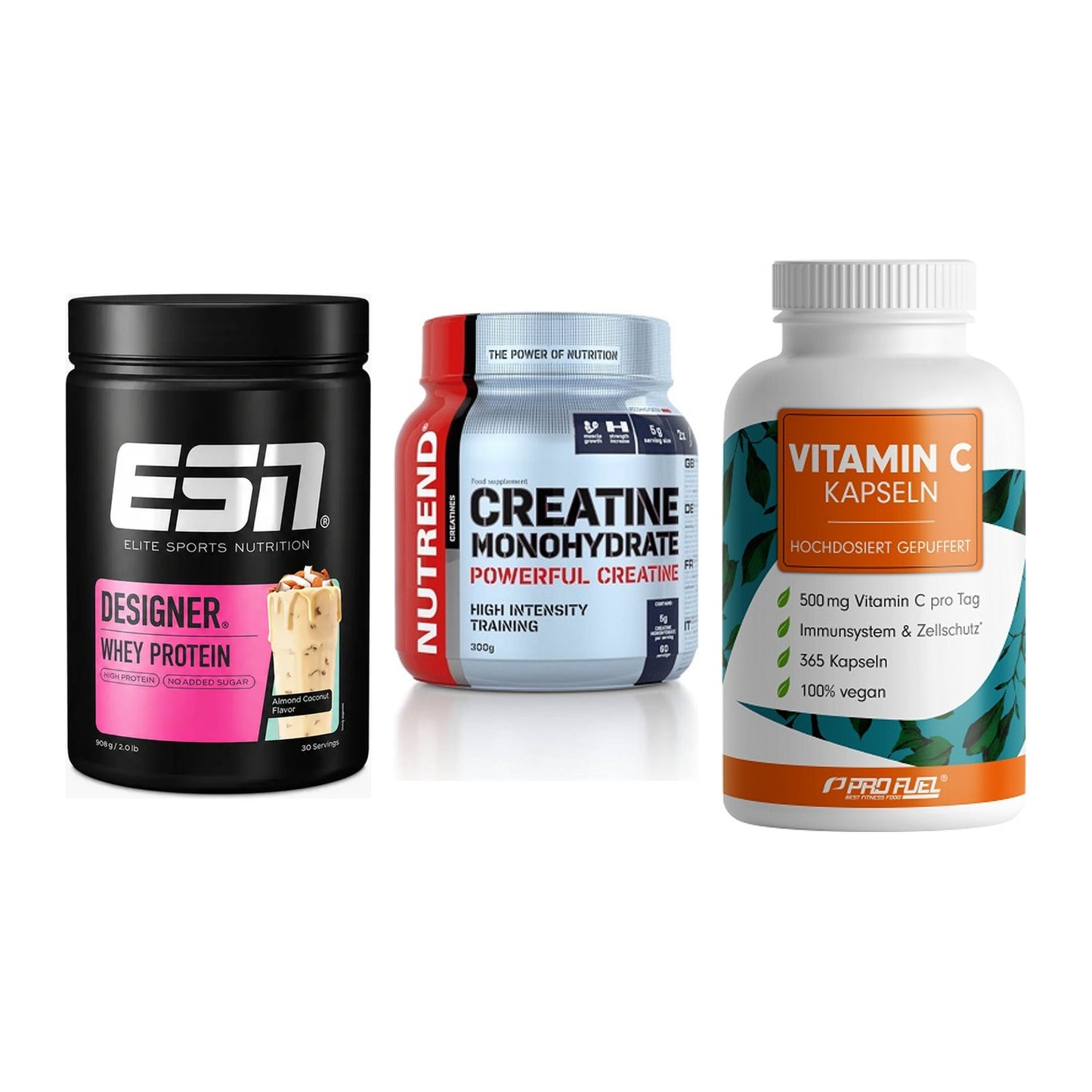 Einsteiger-Set: ESN Designer + Nutrend Creatine + ProFuel Vitamin – alle enthaltenen Artikel