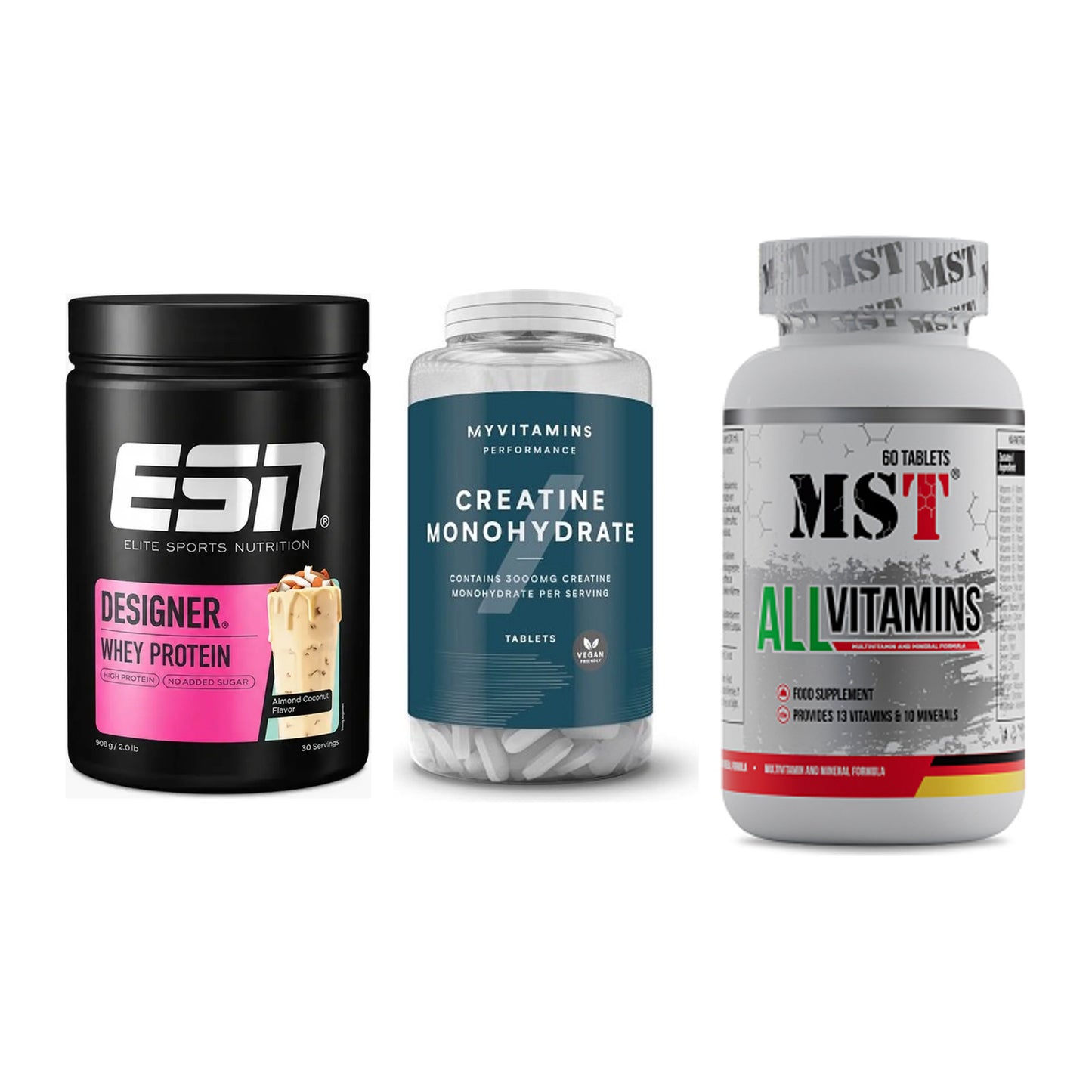 Einsteiger-Set: ESN Designer + MyProtein + MST All Vitamins – alle enthaltenen Artikel