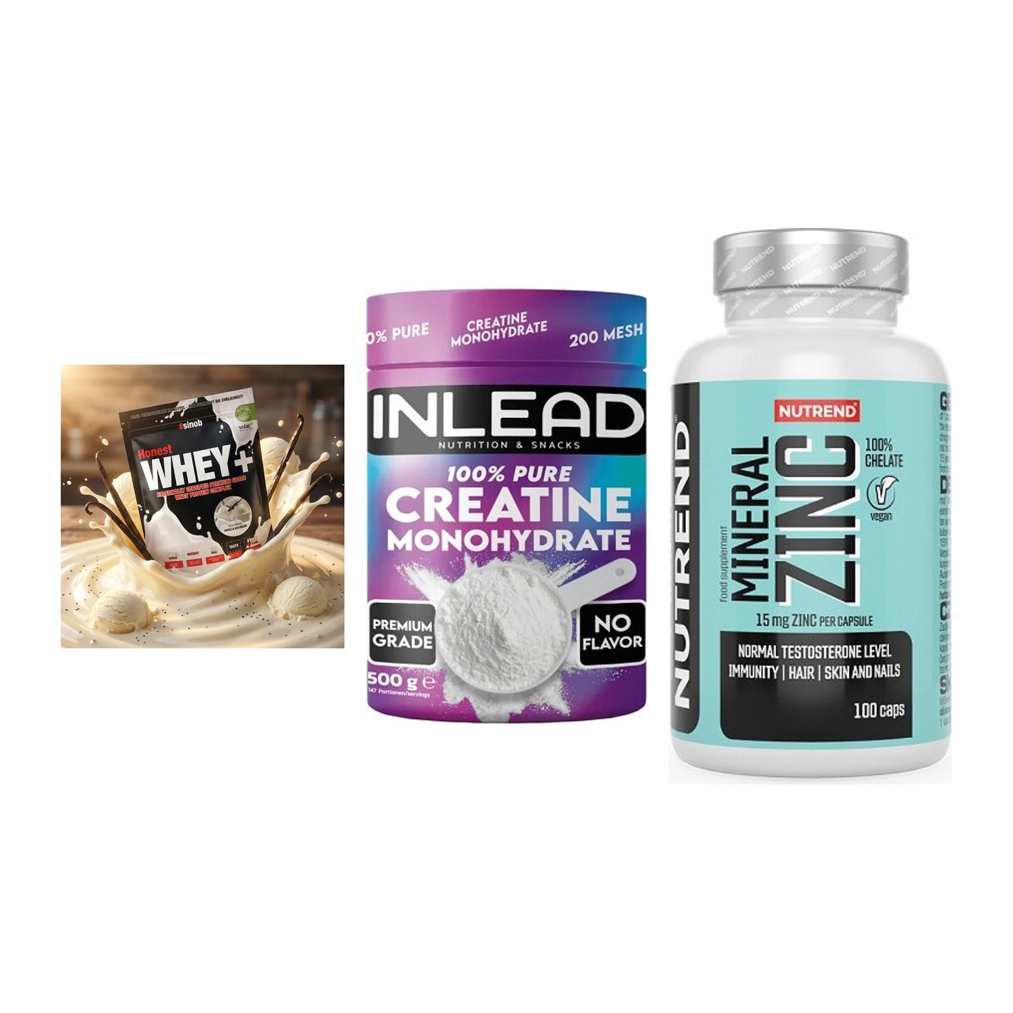Einsteiger-Set: Sinob Honest + INLEAD Creatine + Nutrend Zinc – alle enthaltenen Artikel