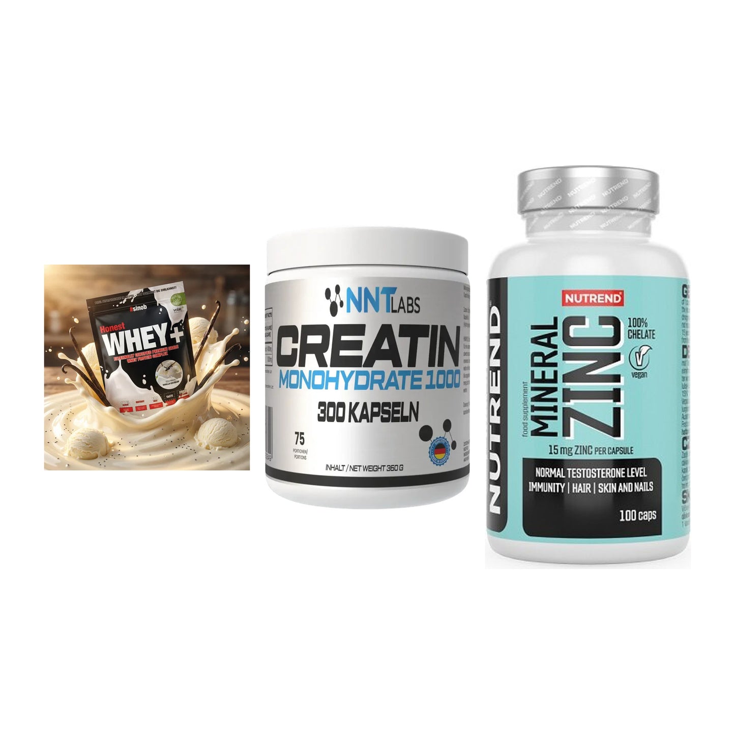 Einsteiger-Set: Sinob Honest + NNT Creatin 1000 + Nutrend Zinc – alle enthaltenen Artikel