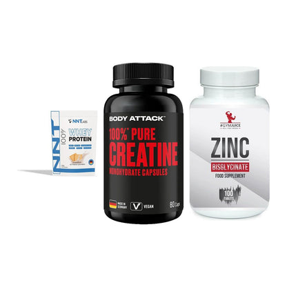 Einsteiger-Set: NNT Whey + Body Attack 100% + #GYMJUICE ZINC – alle enthaltenen Artikel