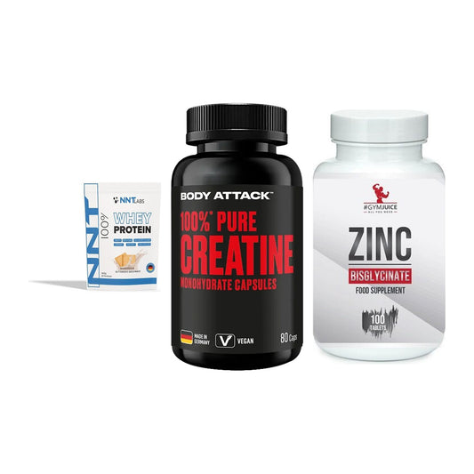 Einsteiger-Set: NNT Whey + Body Attack 100% + #GYMJUICE ZINC – alle enthaltenen Artikel