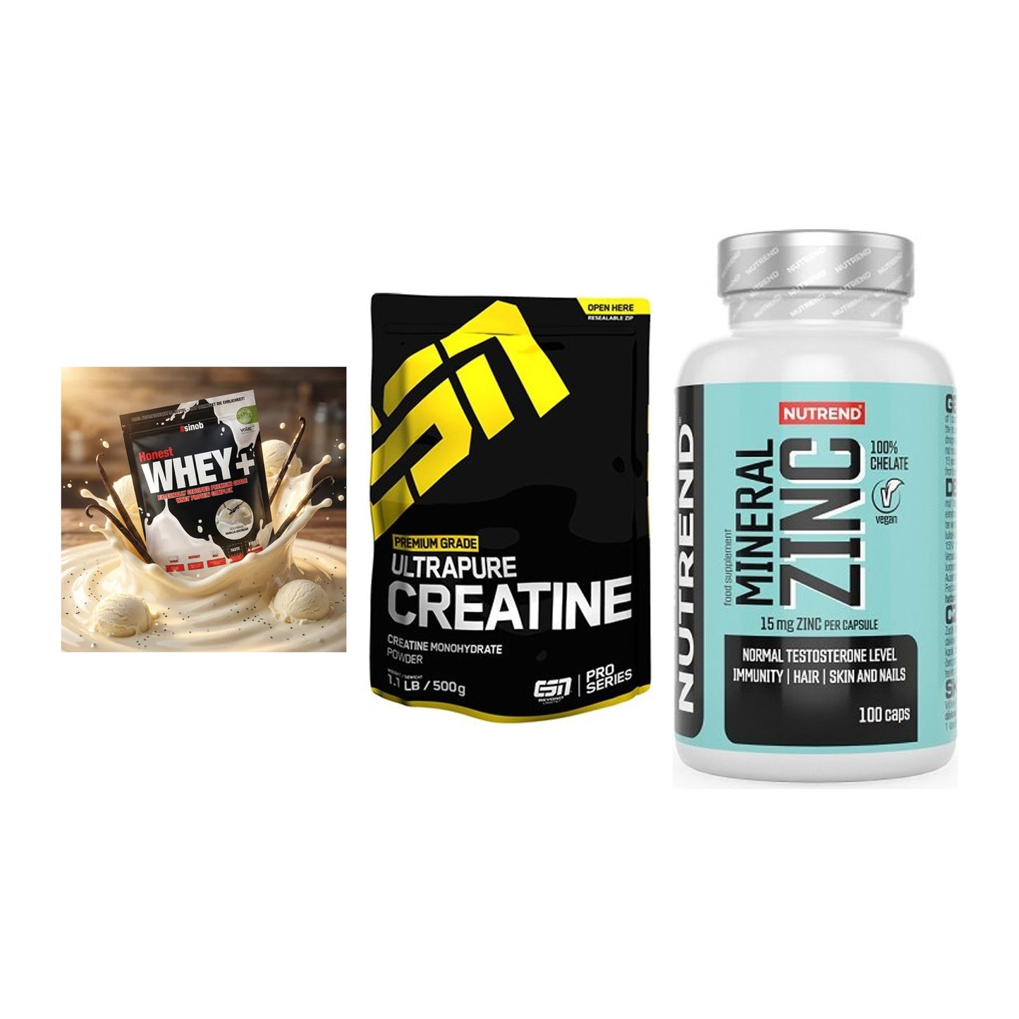 Einsteiger-Set: Sinob Honest + ESN Ultrapure + Nutrend Zinc – alle enthaltenen Artikel