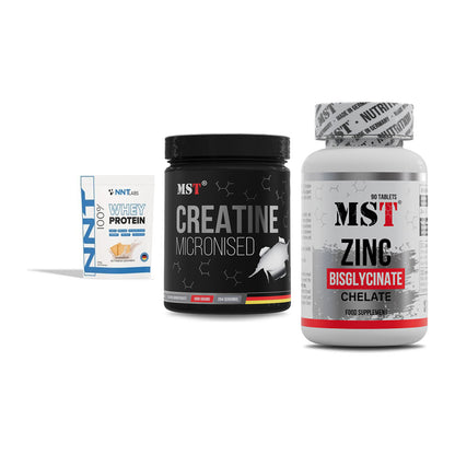 Einsteiger-Set: NNT Whey + MST Creatin + MST Zinc Chelate – alle enthaltenen Artikel