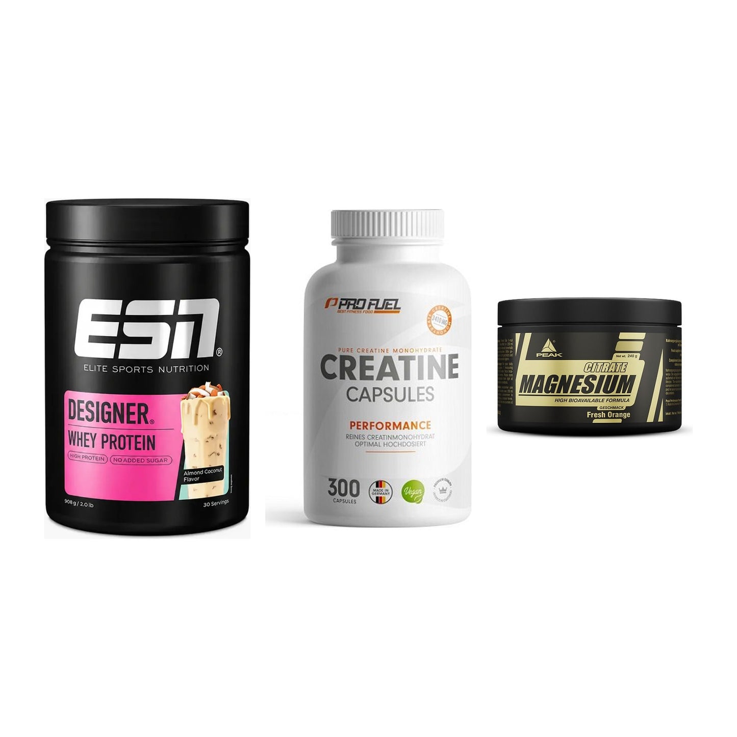 Einsteiger-Set: ESN Designer + ProFuel Creatine + Peak Magnesium – alle enthaltenen Artikel