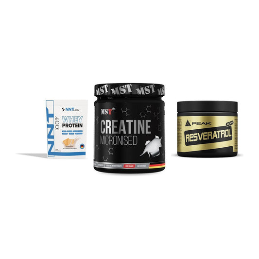 Einsteiger-Set: NNT Whey + MST Creatin Monohydrate + Peak Resveratrol – alle enthaltenen Artikel