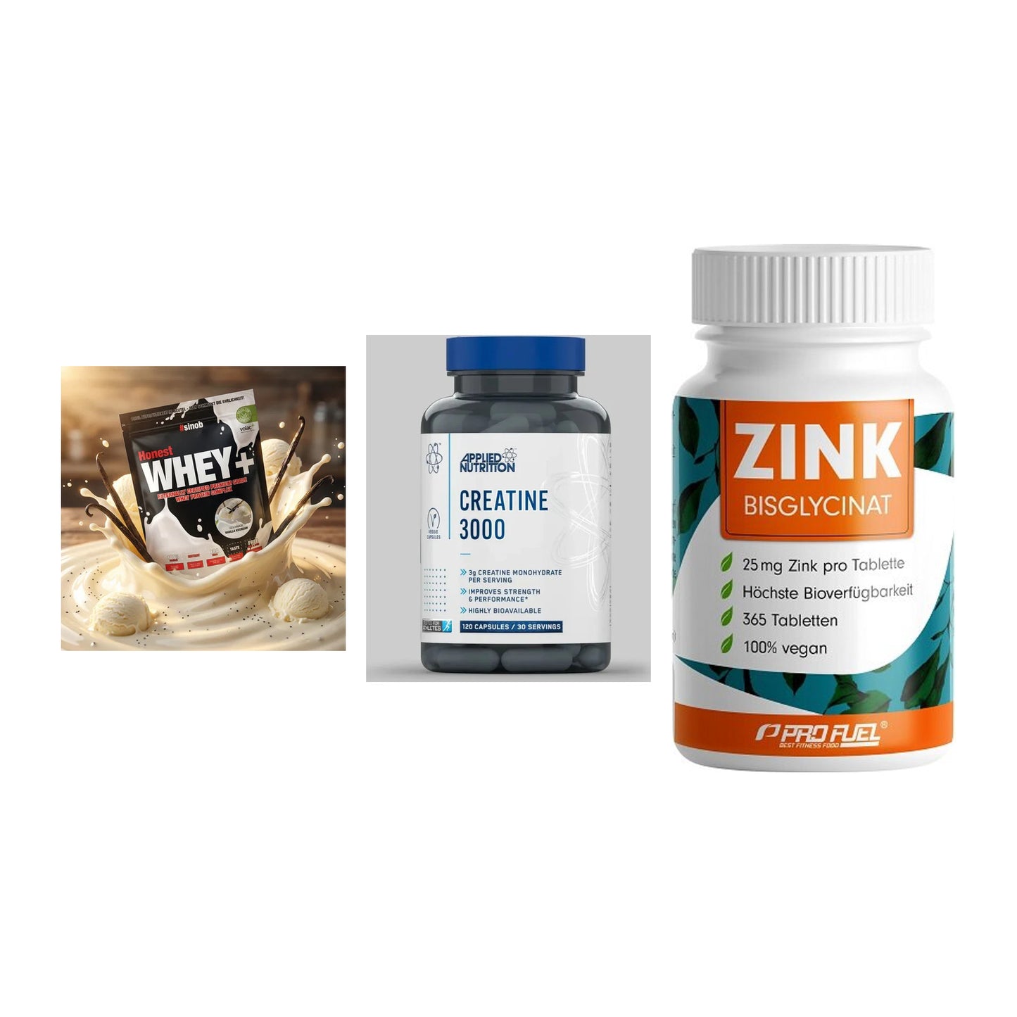Einsteiger-Set: Sinob Honest + Applied Nutritio + ProFuel Zink – alle enthaltenen Artikel