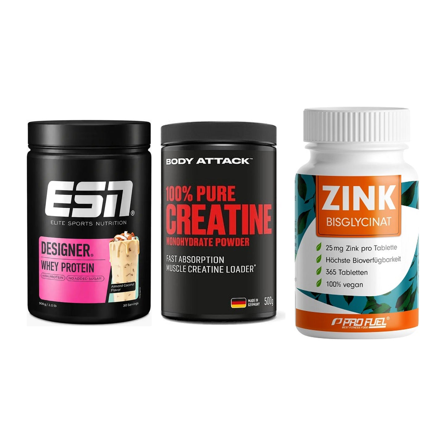 Einsteiger-Set: ESN Designer + Body Attack 100% + ProFuel Zink – alle enthaltenen Artikel