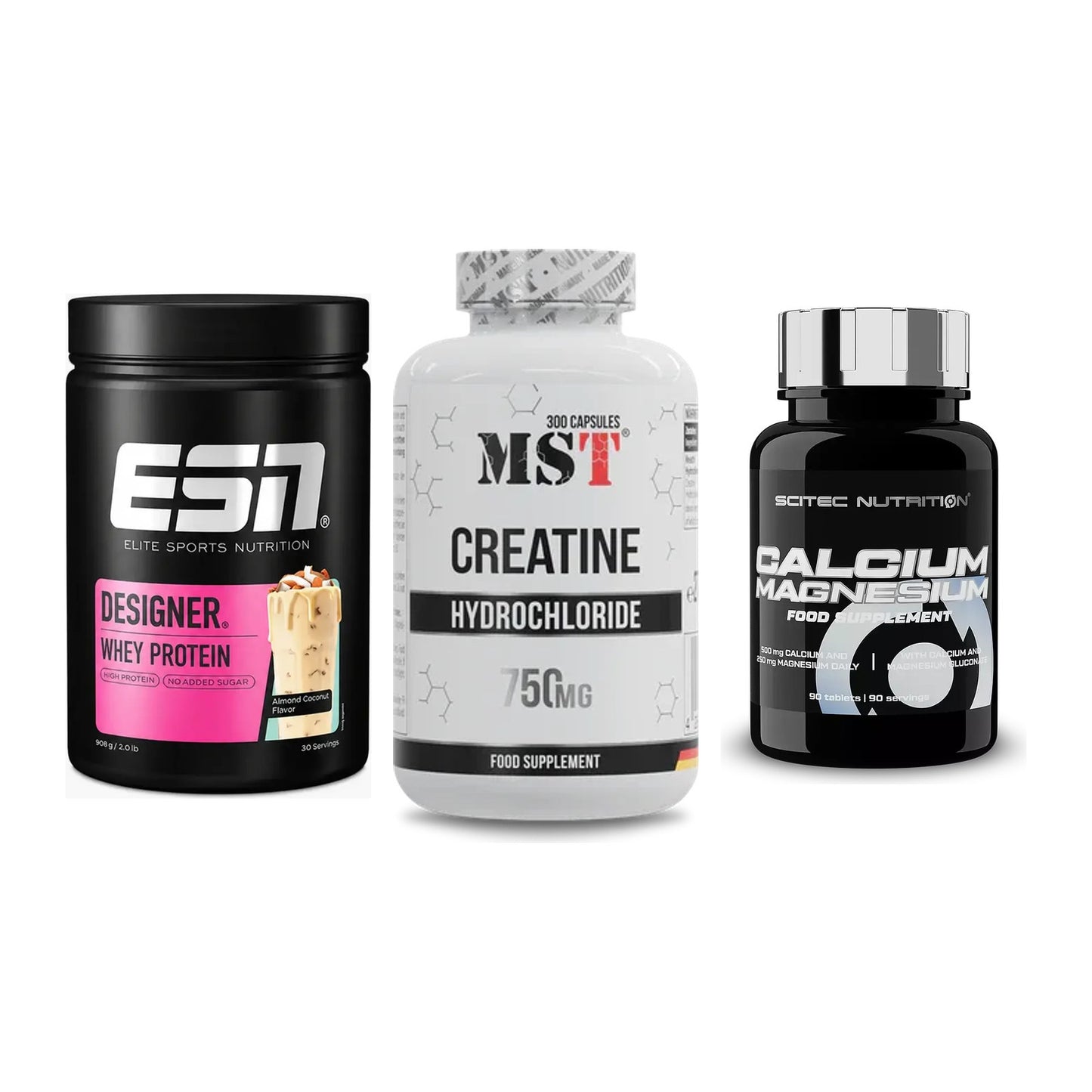Einsteiger-Set: ESN Designer + MST Creatine HCL + Scitec Calcium – alle enthaltenen Artikel