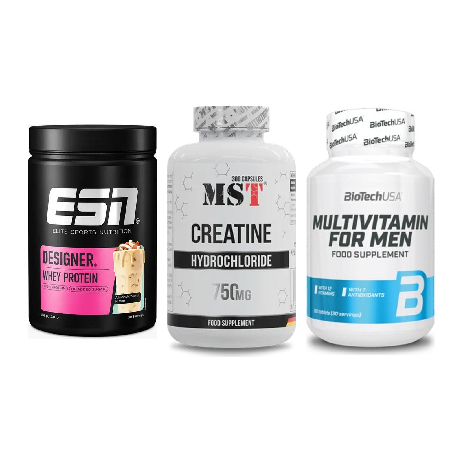 Einsteiger-Set: ESN Designer + MST Creatine HCL + BioTech Multivit – alle enthaltenen Artikel