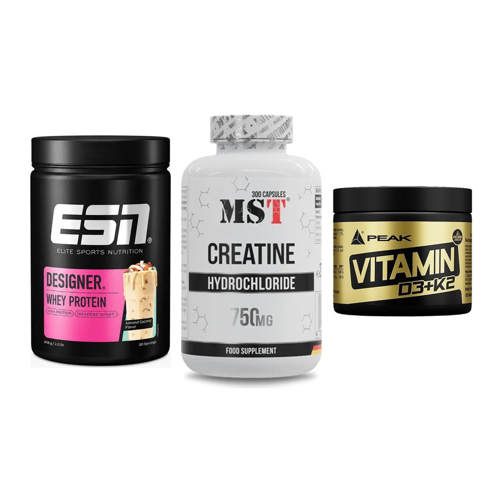 Einsteiger-Set: ESN Designer + MST Creatine HCL + Peak Vitamin – alle enthaltenen Artikel