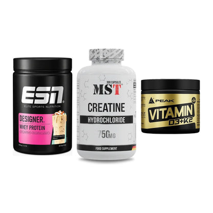 Einsteiger-Set: ESN Designer + MST Creatine HCL + Peak Vitamin – alle enthaltenen Artikel