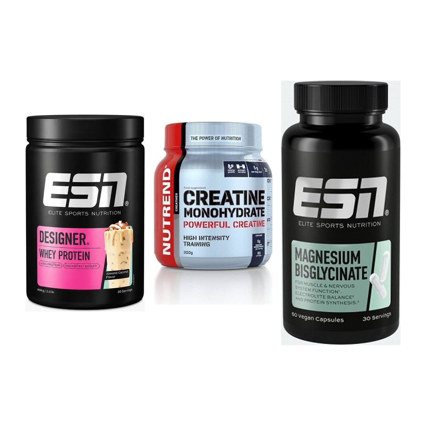Einsteiger-Set: ESN Designer + Nutrend Creatine + ESN Magnesium – alle enthaltenen Artikel