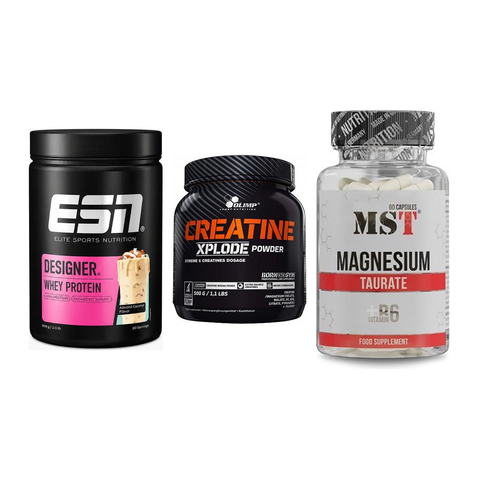 Einsteiger-Set: ESN Designer + Olimp Creatine + MST Magnesium – alle enthaltenen Artikel