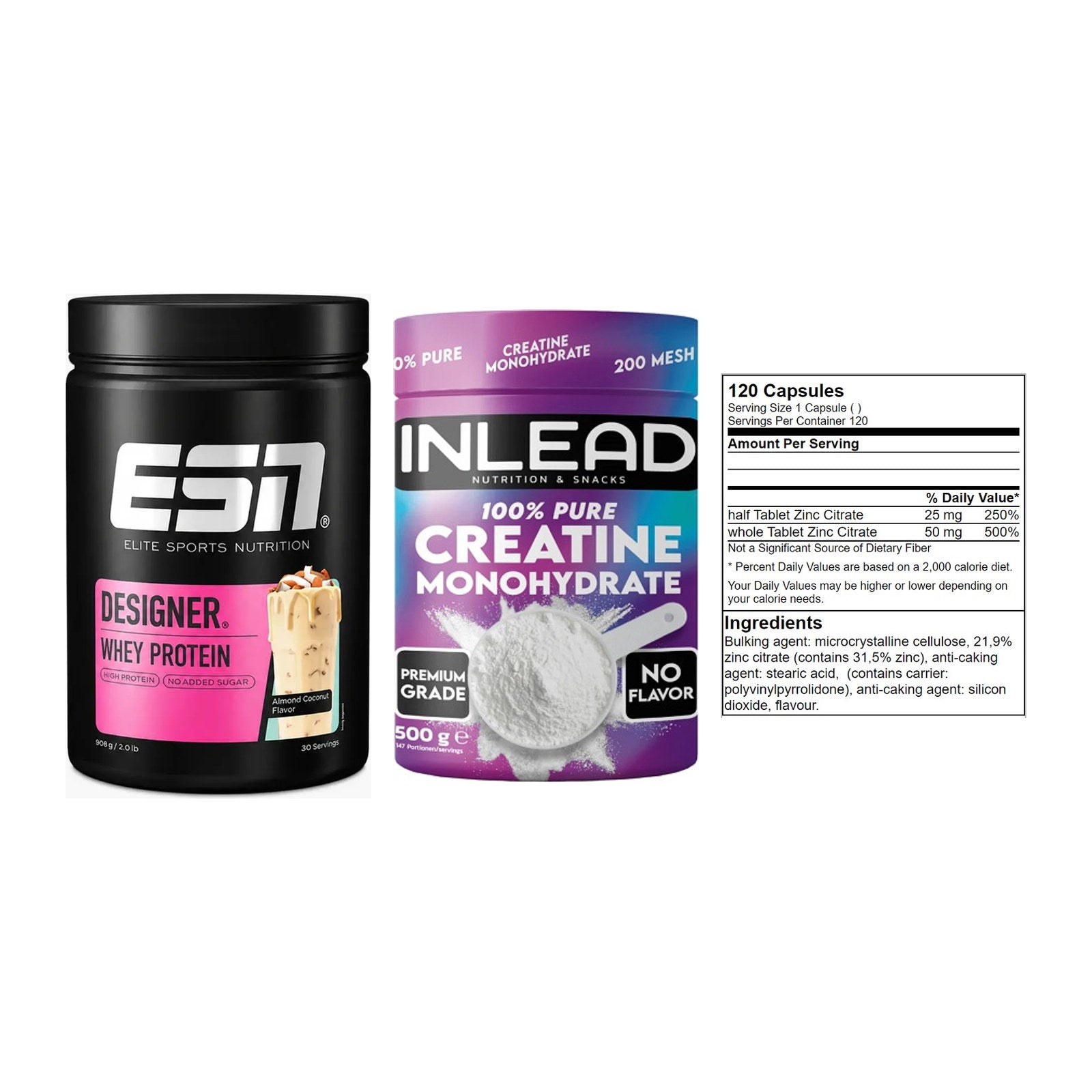 Einsteiger-Set: ESN Designer + INLEAD Creatine + GN Zinc Citrate – alle enthaltenen Artikel