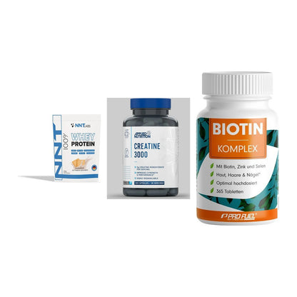 Einsteiger-Set: NNT Whey + Applied Nutritio + ProFuel BIOTIN – alle enthaltenen Artikel